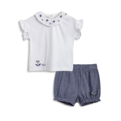 Girls Dark Light Blue T-shirt with Short Pants